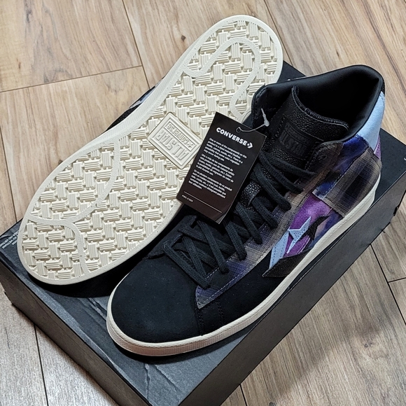 Converse Pro Leather Hi Oubre JR Mens Size 10 Patchwork Suede Black Purple Shoes - Picture 6 of 7